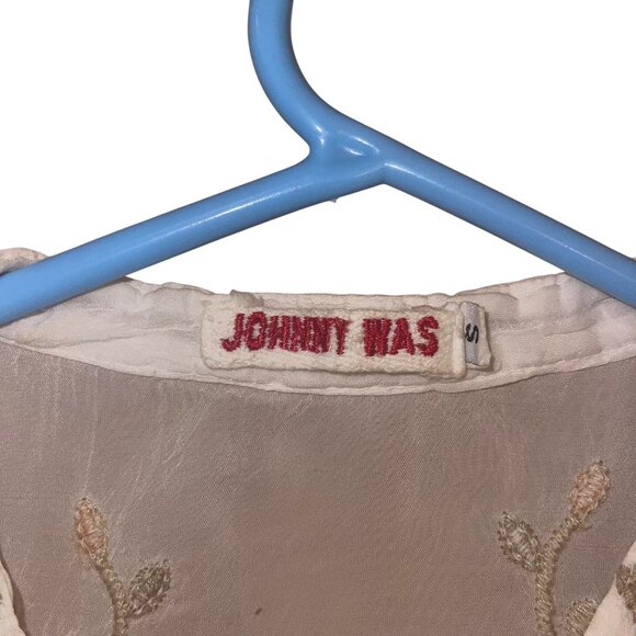Johnny Was Womens Top Size S White Talum Allover Embroidered Tunic Boho Chic - Picture 11 of 12